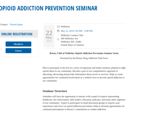 Rotary Club of Wellesley Opioid Addiction Prevention Seminar Series